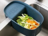 Black Olive Sink Strainer Colander Drain Basket, Multifunction Saddle-Shaped Mesh Strainer, Corner Food Strainer Over The Sink for Kitchen Waste, Vegetable, Fruits (Pack of 1)(Multicolour)