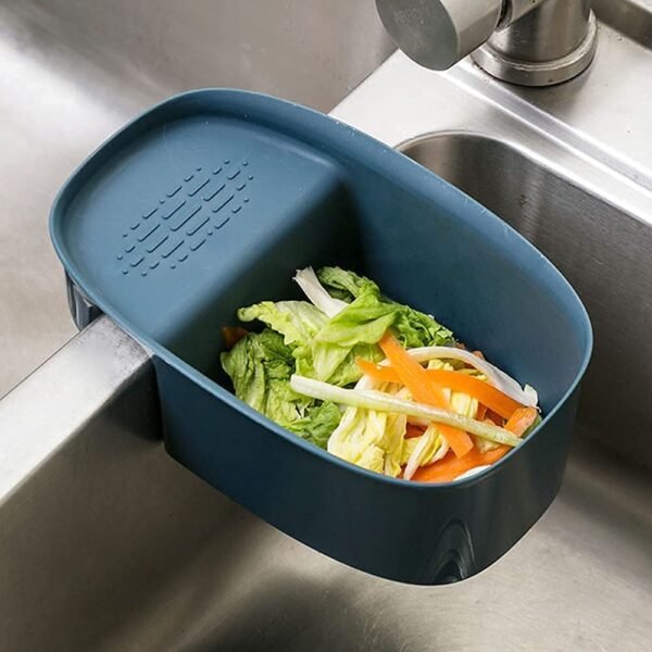 Black Olive Sink Strainer Colander Drain Basket, Multifunction Saddle-Shaped Mesh Strainer, Corner Food Strainer Over The Sink for Kitchen Waste, Vegetable, Fruits (Pack of 1)(Multicolour)