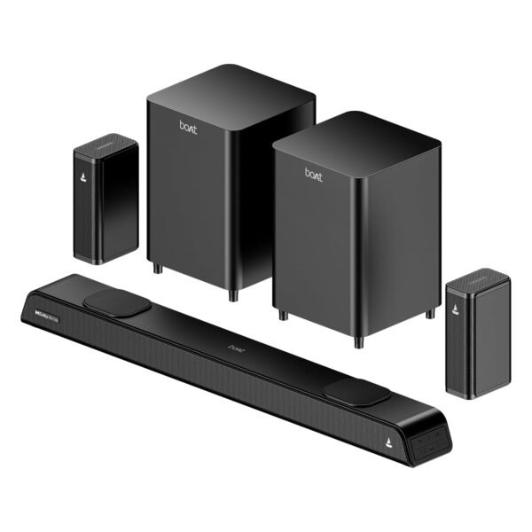 Boat Aavante 5.2.4 Prime 6250DA, Dolby Atmos, 5.2.4CH(Dual Subwoofers & Wireless Satellites), 625W, Free Installation & Video Demo, Bluetooth Sound bar, Home Theatre Soundbar Speaker (Premium Black)
