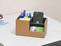 CLADD INTERNATIONAL Compact Desk Organiser Faux Leather Rectangular Stylish Design Multi-Functional Pen, Pencil Desktop Stationery Organiser, Home, Office, Work, Storage Box