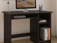 Callas Engineered Wood Computer Desk – Small Modern Writing Desk for Home Office, Bedroom, or Living Room – Sturdy & Simple Laptop Table (CB-ST-03-Black)