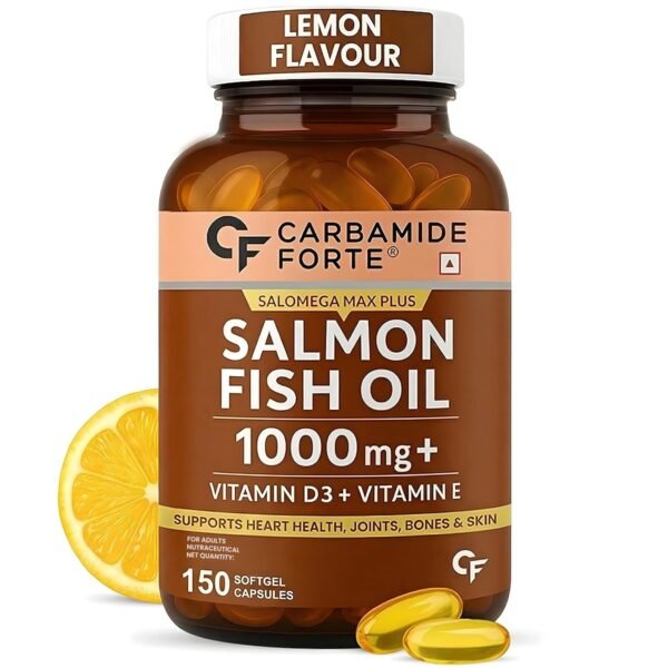 Carbamide Forte Salmon Omega 3 Fish Oil Capsules | Salmon Fish Oil Omega 3 Capsule 1000mg For Men & Women | Omega3 Fishoil Supplement For For Heart, Joints, Bones & Skin - 150 Softgels