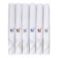 Caruso Italy Men's Initial Monogram (A-Z) Embroidery 100% Pure Cotton Handkerchief White Base With Colored Border - Pack Of 6