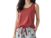 Celary Korean Women Pyjama Set |Cute Printed Sleeveless Cotton Blend Top & Shorts Pyjama Set | Soft Breathable Summer Sleepwear & Loungewear for Ladies | Shorts Set for Women