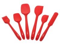 Clazkit Silicone Spatula Set of 6, Cooking and Mixing, for Non-Stick Cookware, BPAFree, Seamless Design, Red