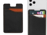 ClickCase Unisex Adult Grainy Leather Metro, Credit Card Holder For Back Of Mobile Phone Or Case, Adhesive Sleeves Stick On Pocket Wallet Case For Iphone 11 Pro Max (Black)