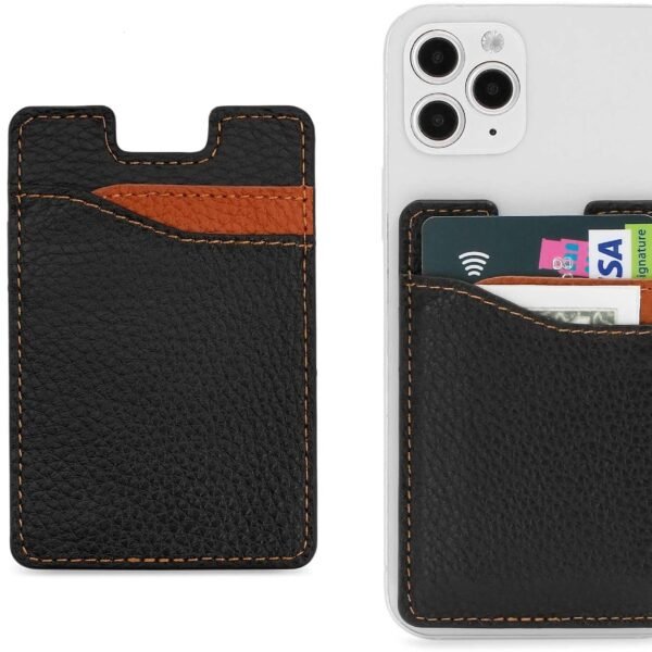 ClickCase Unisex Adult Grainy Leather Metro, Credit Card Holder For Back Of Mobile Phone Or Case, Adhesive Sleeves Stick On Pocket Wallet Case For Iphone 11 Pro Max (Black)