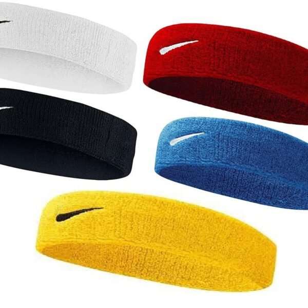 Cotton Headband Sports, Men's women'sGym Workout,Yoga Sweatband-All Sports Wear Headband Fitness Band Unisex (Pack of 5) Red/Yellow/White/Black/Blue