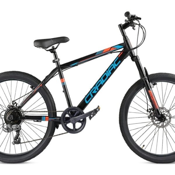 Cradiac Globetrotter 7 Speed MTB, 26 Inch Steel Geared High Performance Mountain Cycle for Men with Front Suspension & Dual disc Brakes | Ideal for 12+ Years, Unisex, Frame Size - 18.5 Inch