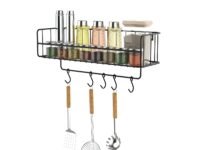 Craft Mshopr Wall Mounted Spice Rack Organizer – Floating Shelf for Spices, Cabinet & Countertop Seasoning Storage, Black (17×4×4 Inches)