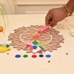 Craftvatika Portable Rangoli Stencil, Decoration Item for Hall, Home and Diwali Gifts, 12 Inches Ananta Rangoli Design Stencils, Diwali Festival Item, Design 1
