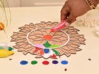 Craftvatika Portable Rangoli Stencil, Decoration Item for Hall, Home and Diwali Gifts, 12 Inches Ananta Rangoli Design Stencils, Diwali Festival Item, Design 1