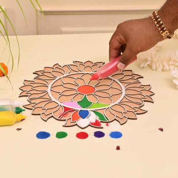 Craftvatika Portable Rangoli Stencil, Decoration Item for Hall, Home and Diwali Gifts, 12 Inches Ananta Rangoli Design Stencils, Diwali Festival Item, Design 1