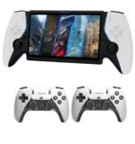 Cubonic 7" Full HD Screen Linux System Retro Handheld Gaming Console 64GB Storage, Support 30+ Emulator Games with HDMI Output Wireless Dual Remote Controller (White)