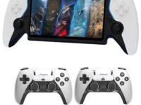 Cubonic 7" Full HD Screen Linux System Retro Handheld Gaming Console 64GB Storage, Support 30+ Emulator Games with HDMI Output Wireless Dual Remote Controller (White)