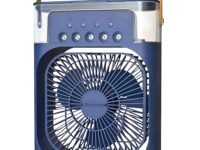 DRUMSTONE (Summer Exclusively 𝟭𝟬+𝟱 Year Warranty) Portable Air Cooler | Mini Air Conditioner Fan | USB-Powered Mist Fan with Water Tank | 3-Speed Cooling | 5 Spray Mist | 7 LED Colors