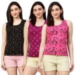 Diaz Women Tank Top – Regular Fit Cotton Sleeveless Tee | Ladies Casual Tank Top,Stylish Women Clothing & Women-Pack of 3