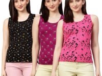 Diaz Women Tank Top – Regular Fit Cotton Sleeveless Tee | Ladies Casual Tank Top,Stylish Women Clothing & Women-Pack of 3