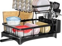 Dish Drying Rack - Space-Saving Large Dish Rack for Kitchen Counter, Rust-Resistant Kitchen Drying Rack, Compact Dish Drainer Organizer with Utensil Holder for Home Kitchen