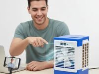 Drumstone Portable Personal Air Cooler with Adjustable Speed Control - USB Rechargeable Mini Desktop Fan for Office, Bedside, and Small Spaces - Quiet Evaporative Cooling Unit