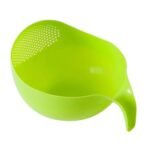 E-COSMOS Water Strainer Multi-Use Strainer/Washer Bowl for Rice Vegetable & Fruits (Rice Bowl) (Pack of 1, Green)