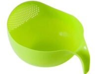 E-COSMOS Water Strainer Multi-Use Strainer/Washer Bowl for Rice Vegetable & Fruits (Rice Bowl) (Pack of 1, Green)