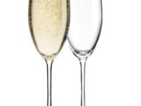 Elegant Crystal Champagne Glass Flutes with Stem Stylish and Unique Wine Glass Long Champ 180 ML - Set of (4)