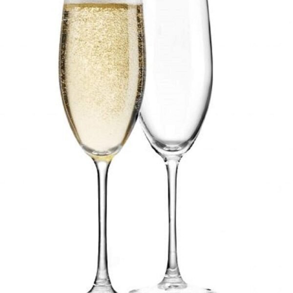 Elegant Crystal Champagne Glass Flutes with Stem Stylish and Unique Wine Glass Long Champ 180 ML - Set of (4)