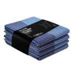 Encasa XO Cotton Kitchen Towel Set - Super Absorbent 70x45 cm Tea Towels & Dish Cloths for Washing Up, Drying Dishes, and Cleaning - Ultra Soft and Durable - Pack of 4 - Blue