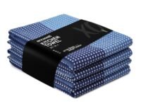 Encasa XO Cotton Kitchen Towel Set - Super Absorbent 70x45 cm Tea Towels & Dish Cloths for Washing Up, Drying Dishes, and Cleaning - Ultra Soft and Durable - Pack of 4 - Blue