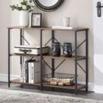 Entryway/Console Table For Living Room, Industrial Narrow Sofa Table With 3-Tier Storage Open Shelves, 39 Inch Rustic Brown (Thick Mdf Board,Metal Leg Frames)