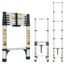 Equal 6.5 FT Portable & Compact Foldable Aluminium Telescopic Ladder | 2 Triangle Stabilizers | EN131 Certified | 2-Year Warranty | 150kg | Collapsible Ladder for Home & Kitchen Use (2m / 7 Steps)