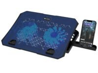EvoFox Frost Laptop Cooling Pad with Phone Stand, 1000 RPM 2X Silent Fans, 5 Adjustable Angles, LED Lights, Durable Metal Mesh Surface, Ergonomic Stand for Laptops up to 15.6 inches (Blue)