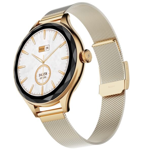 Fire-Boltt Phoenix Aura Women Smart Watch with 1.26” Diamond-Cut HD Display, Rotating Crown, Wireless Charging, Bluetooth Calling, Voice Assistant, 120+ Sports Modes - White Rosé