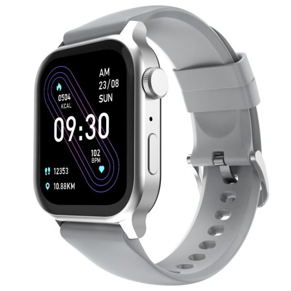 Fire‑Boltt Rise Smart Watch 1.85″ HD Display with Bluetooth Calling, AI Voice Assistant, Rotating Crown, SpO2 & Heart Rate Monitor, 120+ Sports Modes,IP67 Waterproof Smart Watch for Men & Women - Grey