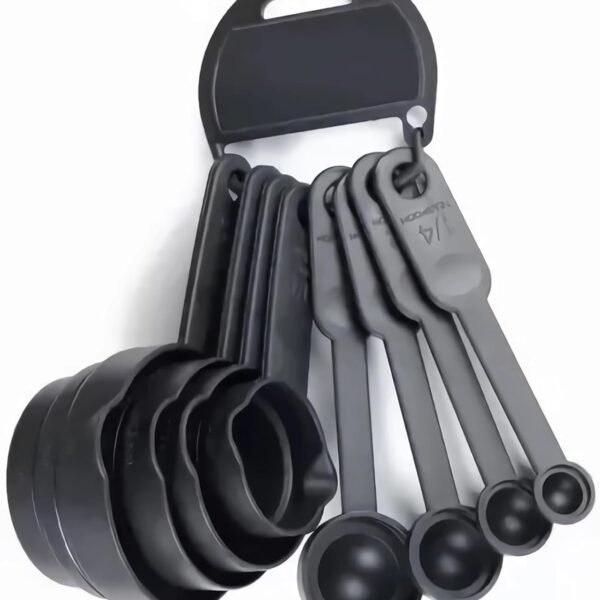 Floraware Measuring Cup and Spoon Set, Multi Purpose Kitchen Tool, Measuring Cups for Kitchen, Cake Baking Accessories, Measuring Spoons and Cups Set (Black)