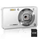 Focusify Digital Camera, 4K Ultra HD 56Mp Autofocus Camera, Digital Point and Shoot Camera with 20X Zoom Anti Shake, Video Camera with 32GB SD Card for Adults, Teens, Beginners(Silver), CDF5S