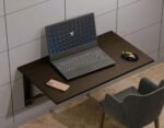 Foldable Wall Mounted Study Table| Laptop Tables, Computer Tables, Office Tables, Wall-Mounted Setup Including Hinges, Screws and Screw Plugs (16 x 24 inch Wallnut)
