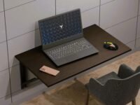 Foldable Wall Mounted Study Table| Laptop Tables, Computer Tables, Office Tables, Wall-Mounted Setup Including Hinges, Screws and Screw Plugs (16 x 24 inch Wallnut)