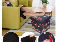 Folding Storage Ottoman Foot Rest Stool Storage Chest Padded Seat Children Toy Storage(1 Piece)