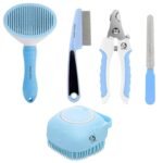 Foodie Puppies 4-in-1 Pet Grooming Kit for Dogs & Cats – Oval Slicker Brush, Flea Comb, Silicone Bath Brush, Nail Clipper & Filer | Self-Cleaning Tools for Hair Removal and Grooming (Color May Vary)