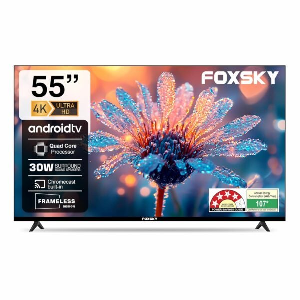 Foxsky 139.7 cm (55 inches) 4K Ultra HD Smart LED TV 55FS-VS (Black)