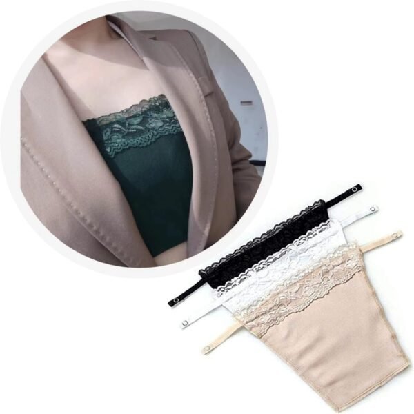 GLAMORAS Cotton Clip On Camisole for Women Mock Lace | Deep Neck Cleavage Cover Up Inner Cami Secret Slip for Women | Free Size - Set of 3