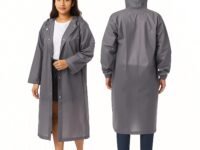 HACER EVA Waterproof Unisex Rain Coat Hooded Full Sleeves Outdoor Men, Women, Boys & Girls Rainwear Poncho Raincoat for Camping, Hiking & Travelling (Grey)