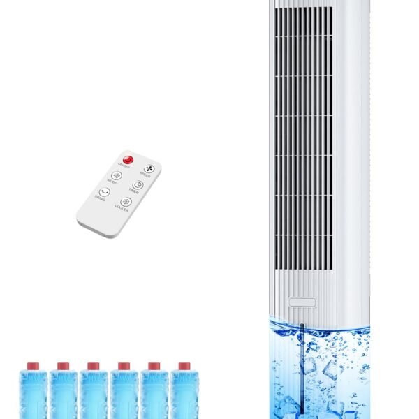 HIFRESH 107CM Tower Fans w/Cooling, Memory & Aroma Function, Remote & Touch Screen, 4 Modes & 3 Speeds,15H Timer, 4.2L Dual Tanks, 6 Ice Pack, 22Ft Air Throw, Low Power Consumption Tower Fan for Room