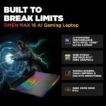 HP Omen 16 Max, Intel Core Ultra 9 275HX processor,16GB NVIDIA RTX 5080 Gaming AI Laptop (32GB DDR5,1TB SSD) 60-240 Hz,3Ms,IPS,WQXGA,16''/40.6Cm,Win11,M365* Office24,Black,2.68Kg,RGB Backlit, Ah0076Tx