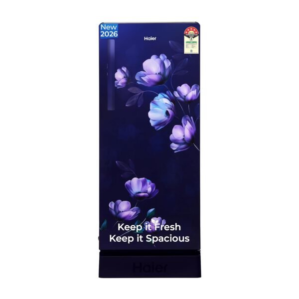Haier 190L 4 Star Direct Cool Single Door Refrigerator | Toughened Glass Shelves | Fast Ice Making in Just 60 minutes | Large Veg Box| Easy Clean Back (HED-204TMIBA-N, Marine Ivy, Base Stand)