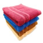 Hand and Face Towel, Napkin Set, Pure Cotton, Assorted, Pack of 4.