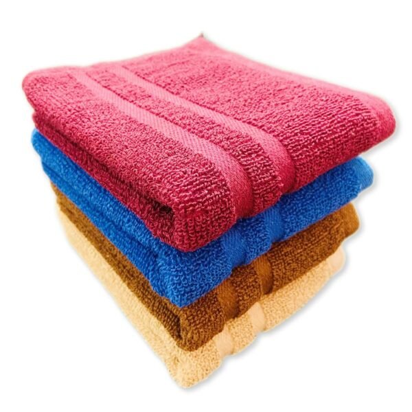 Hand and Face Towel, Napkin Set, Pure Cotton, Assorted, Pack of 4.