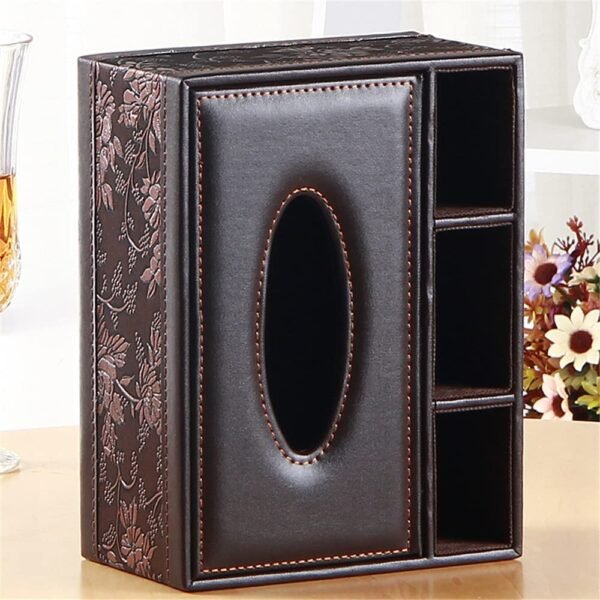 Handcuffs Desk Organiser Office Table Tissue Holder | PU Leather | Remote Stand | Storage Case | Stationery Box | Mobile | Phone | Pen | Pencil | Organizer (Maroon), Black